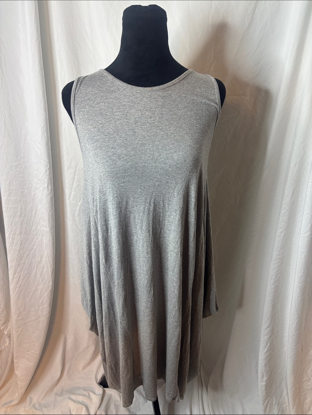 Sleeveless Gray Midi Swing Dress